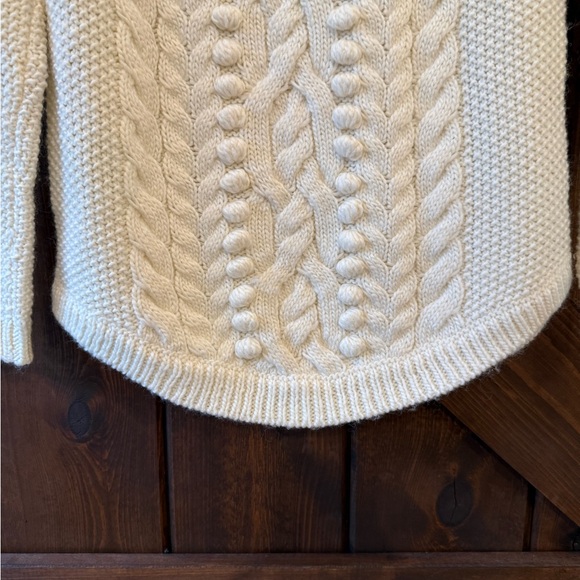 Talbots Womens S Ivory Wool Blend Sweater Cable Knit Baubles Cozy Warm EUC - Picture 5 of 10